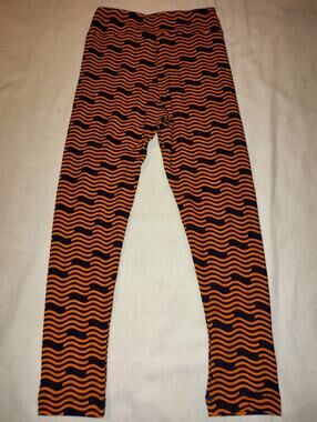 LuLaRoe Leggings Kids S/M NWOT Orange Black Rock N Roll 1980s Pattern NEW OS